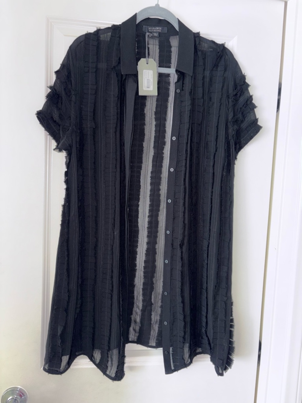 ALL SAINTS Emrys Ruffle Shirt Dress Black Size US10
